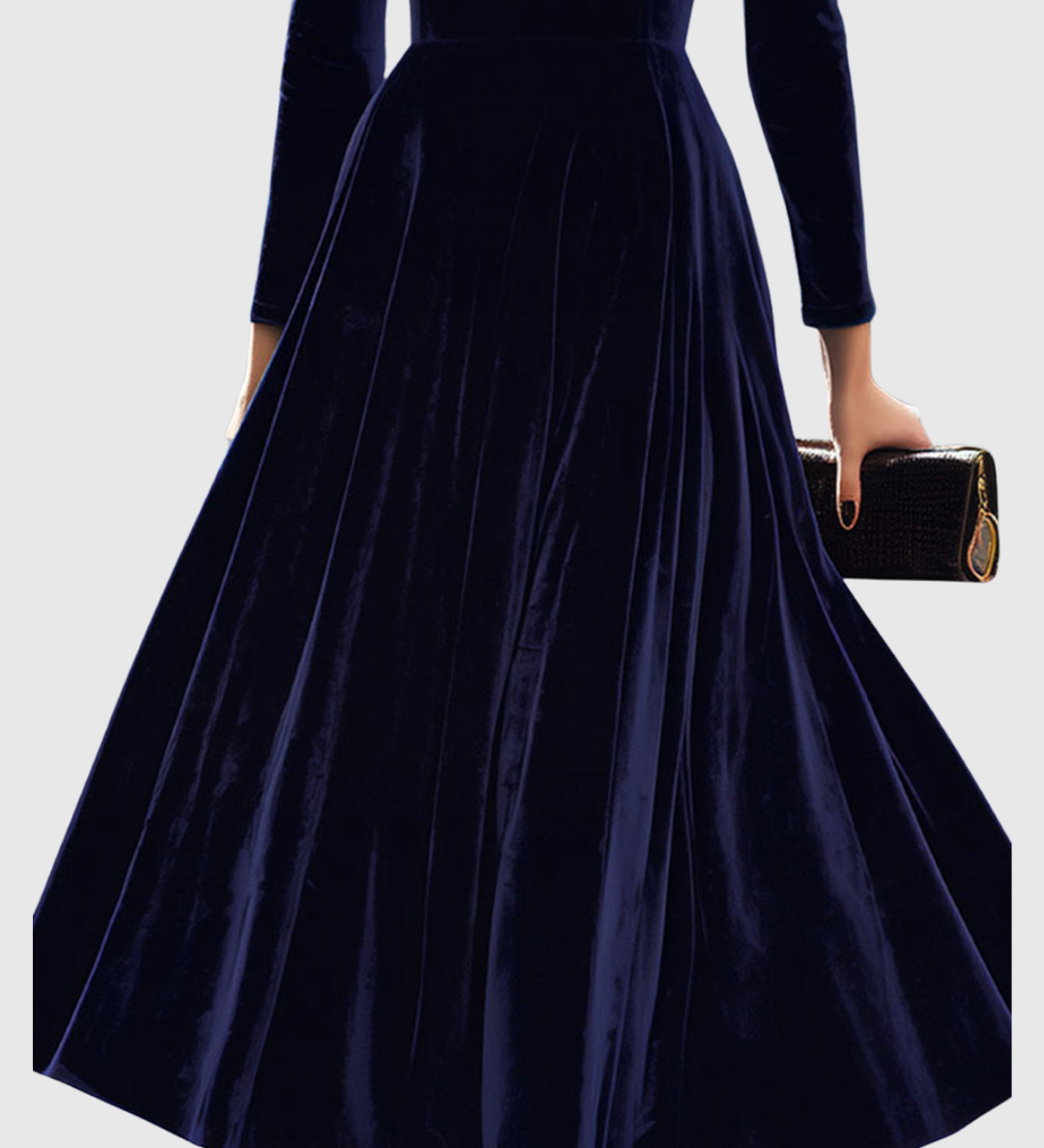 Navy-Velvet Midi Dress by Eleanor Vale