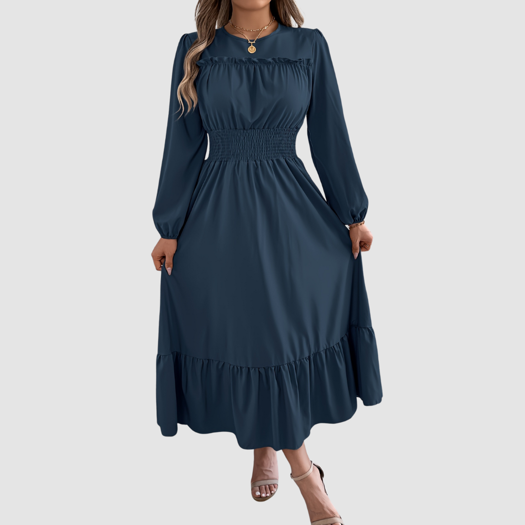 Smocked-Waist Midi Dress by Eleanor Vale
