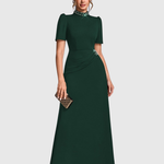Woman wearing an elegant bridesmaid and evening gown