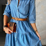 Relaxed-fit denim midi dress