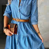 Relaxed-fit denim midi dress