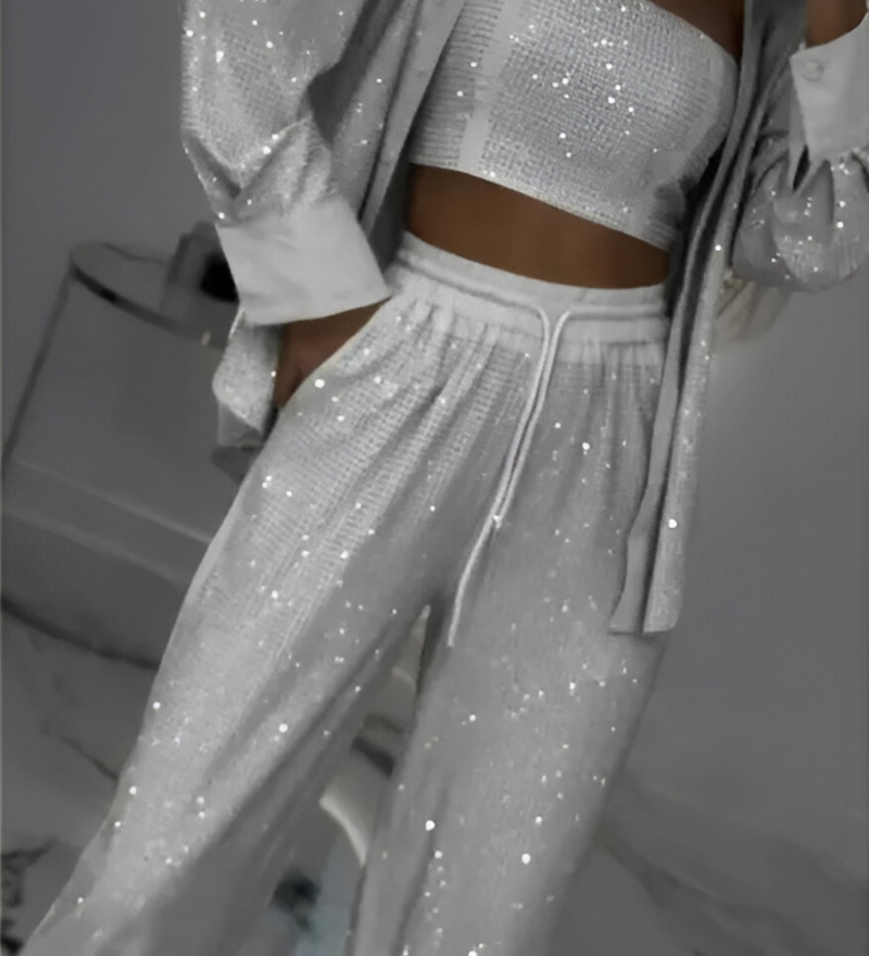 Sequin-Bandeau Lounge Set by Eleanor Vale