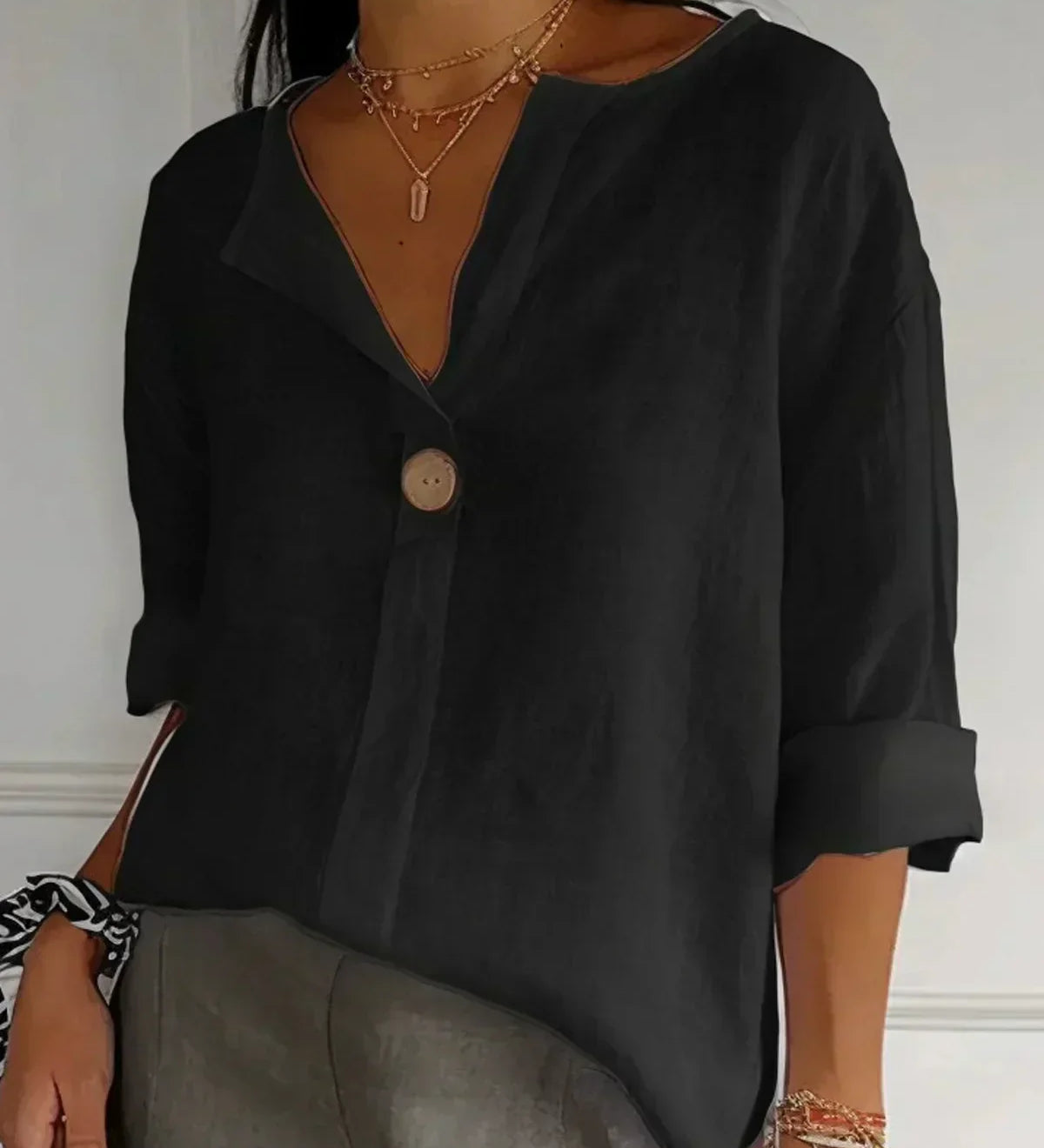 Draped V-Neck Blouse by Eleanor Vale
