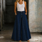 High-waisted jeans with tie waist