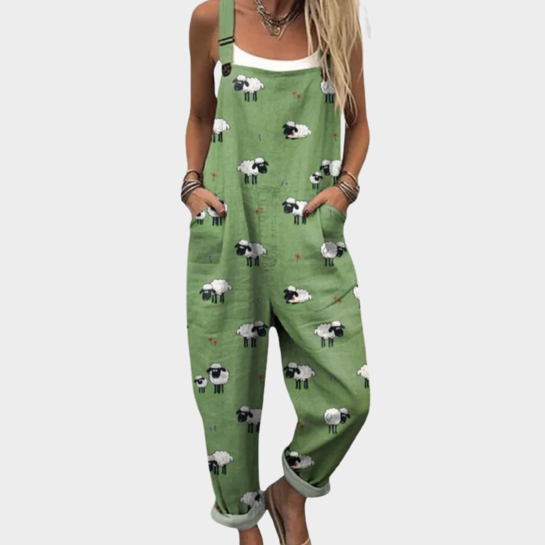 Sheep-Print Dungarees by Eleanor Vale