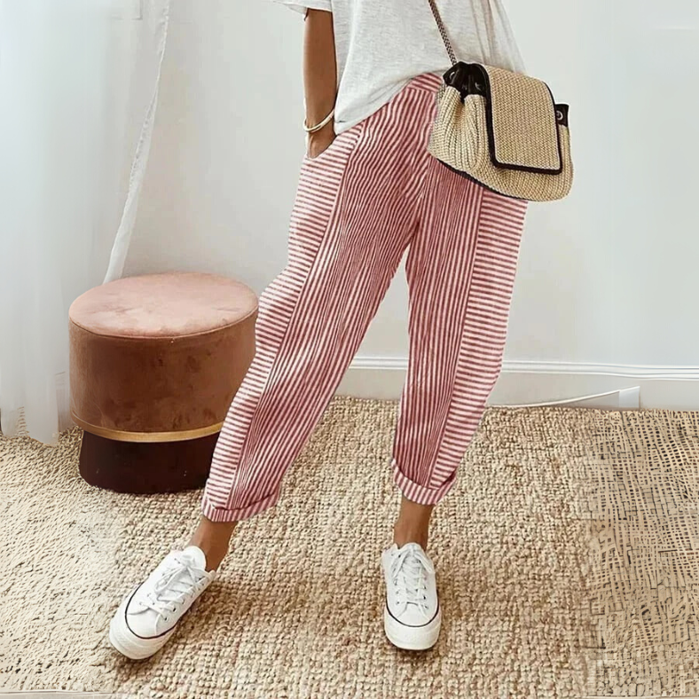 Coral-Stripe Trousers by Eleanor Vale