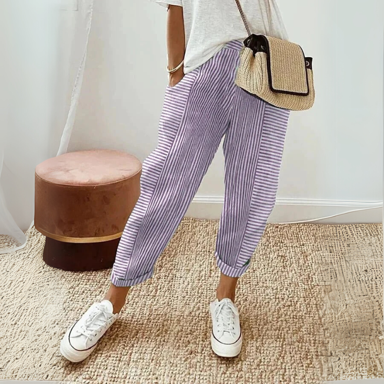 Coral-Stripe Trousers by Eleanor Vale