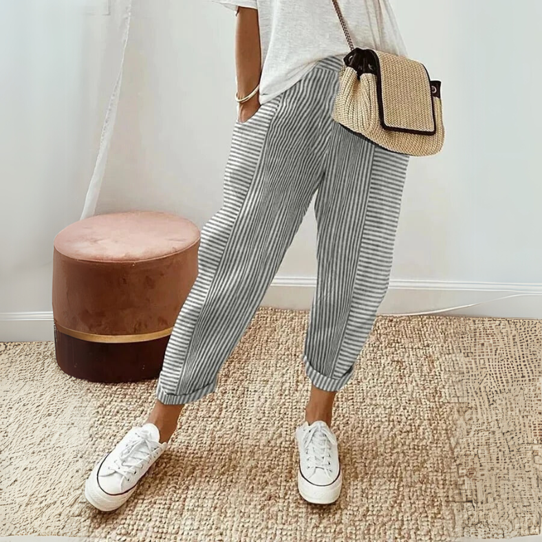 Coral-Stripe Trousers by Eleanor Vale