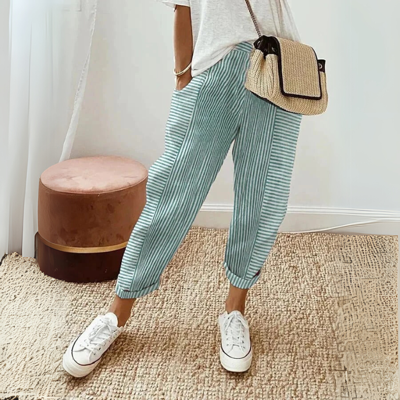 Coral-Stripe Trousers by Eleanor Vale