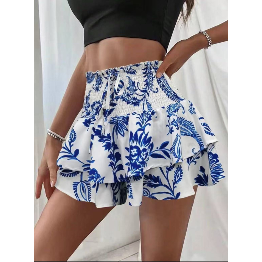 Shirred-Ruffle Skort by Eleanor Vale