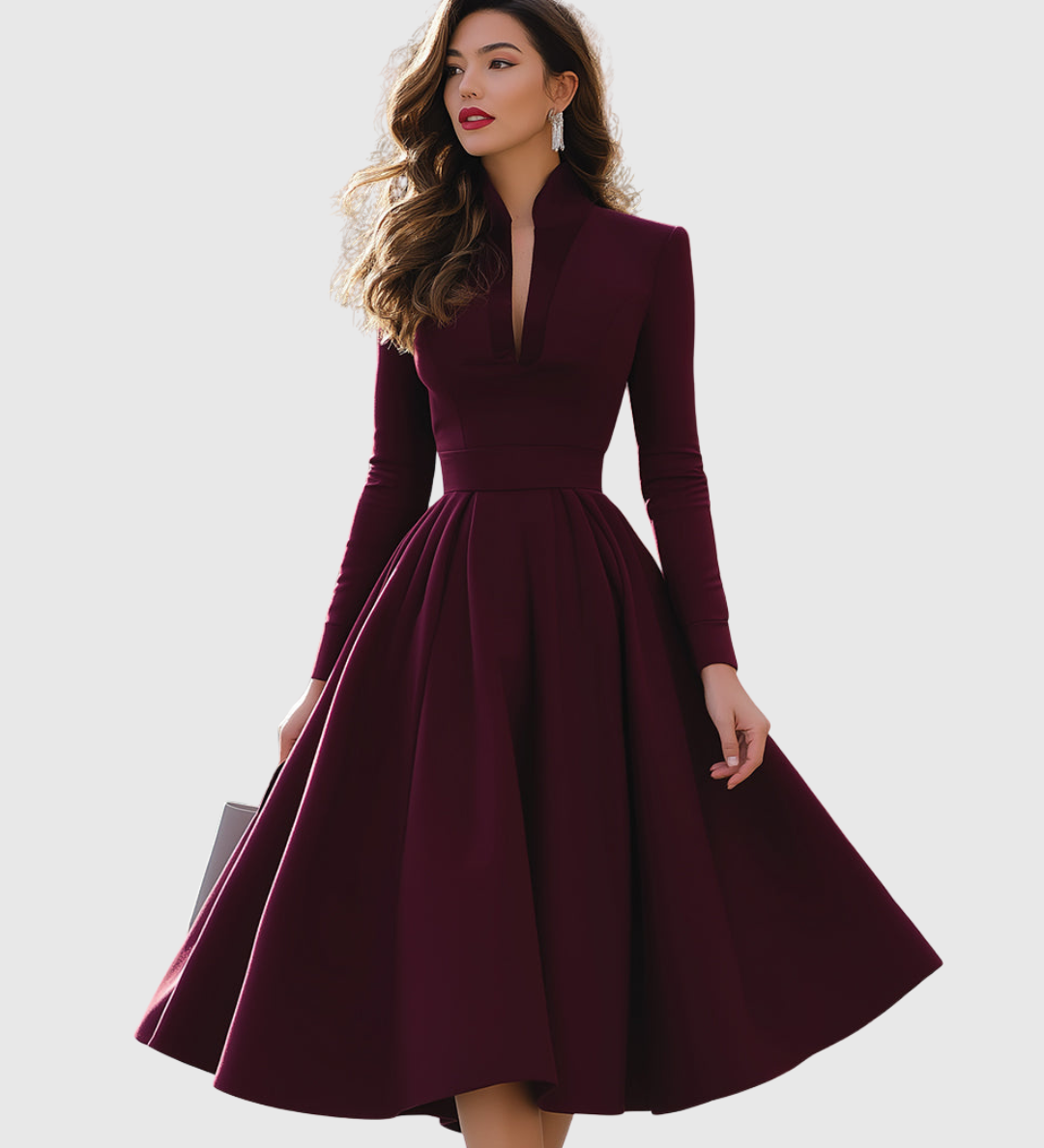 Funnel-Neck Midi Dress by Eleanor Vale