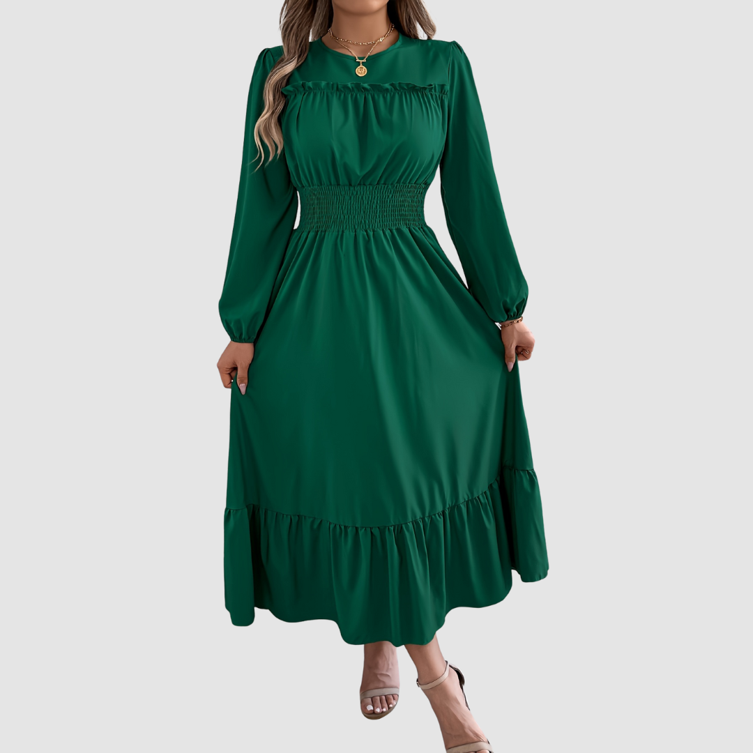 Smocked-Waist Midi Dress by Eleanor Vale