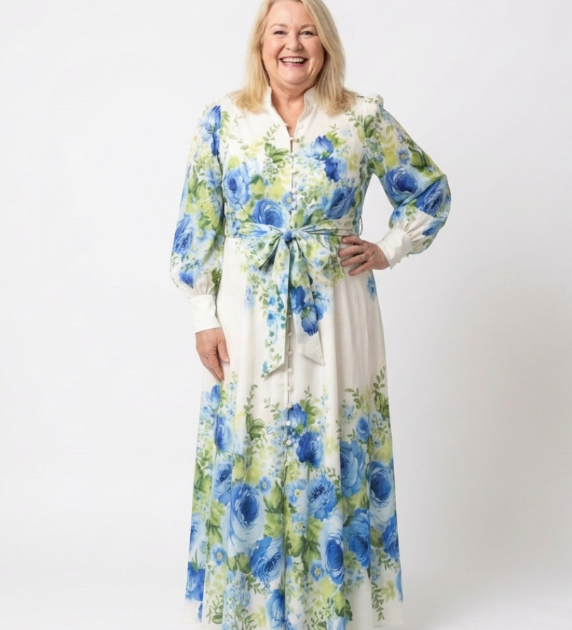 Blue-Rose Maxi Dress by Eleanor Vale