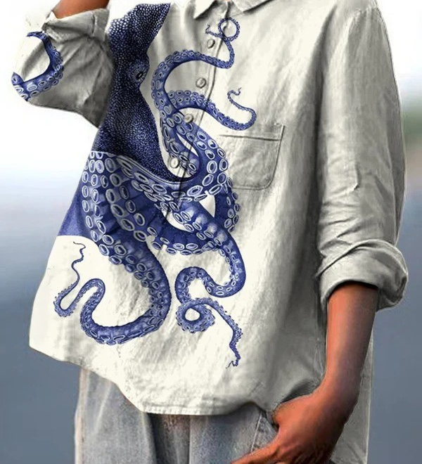 Octopus-Print Shirt by Eleanor Vale