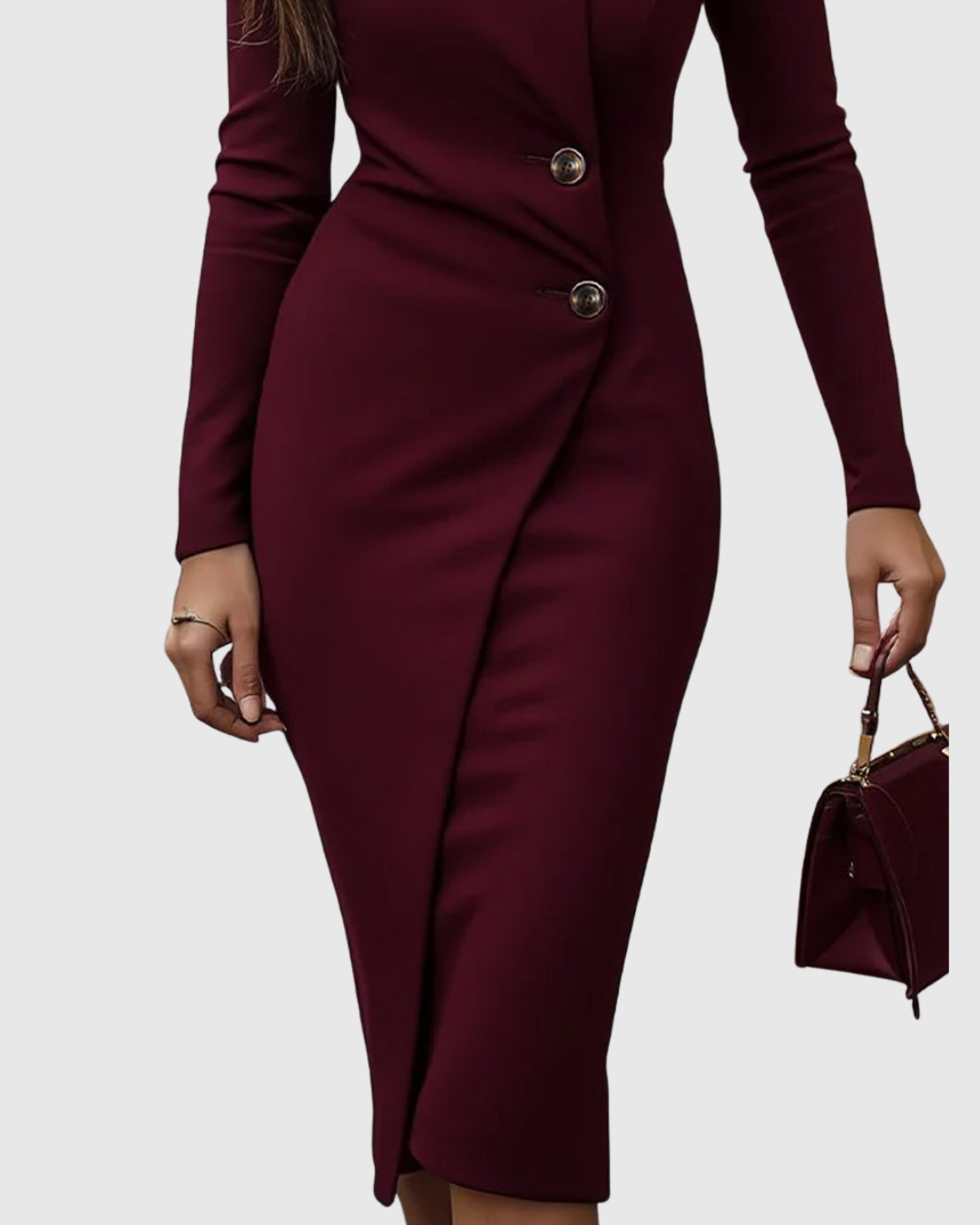 Button-Wrap Midi Dress by Eleanor Vale