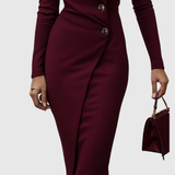 Button-Wrap Midi Dress by Eleanor Vale
