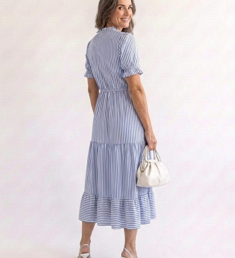 Awning-Stripe Midi Dress by Eleanor Vale