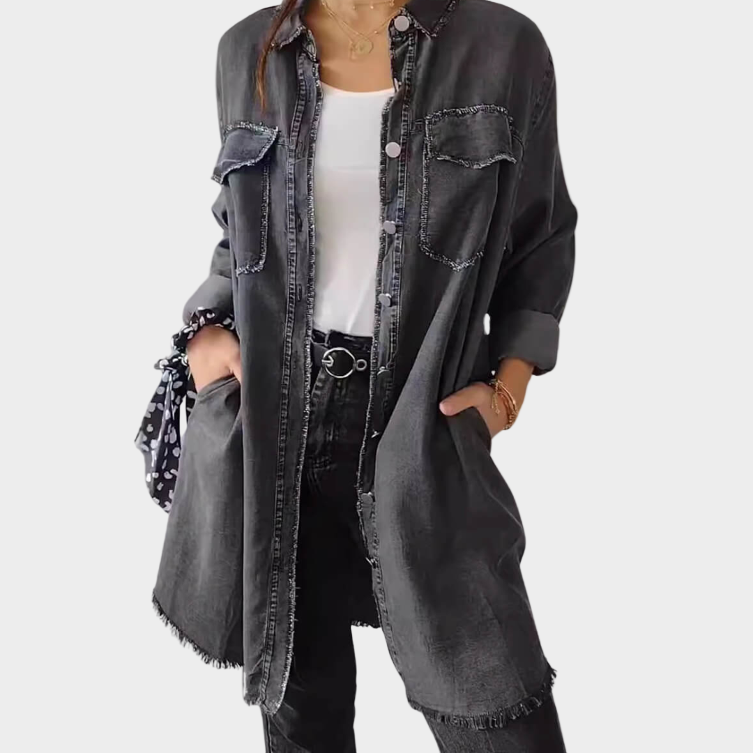 Long sleeve denim shirt dress