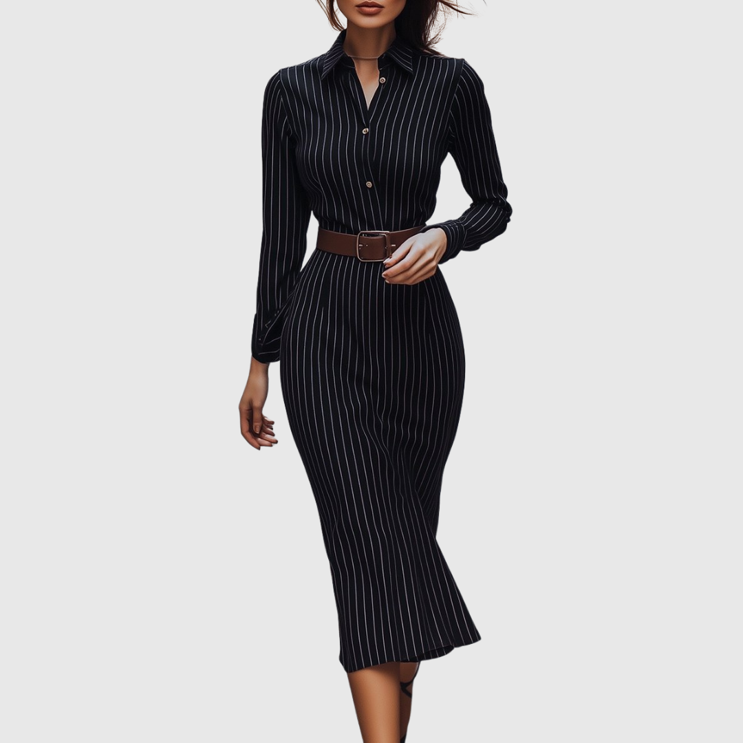 Chalk-Stripe Shirt Dress by Eleanor Vale
