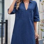 Loose-fit denim shirt dress