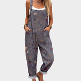 Grey-Floral Dungarees by Eleanor Vale