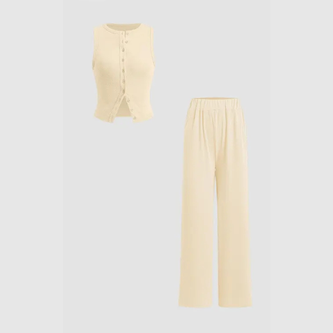 Ribbed-Button Co-Ord Set by Eleanor Vale
