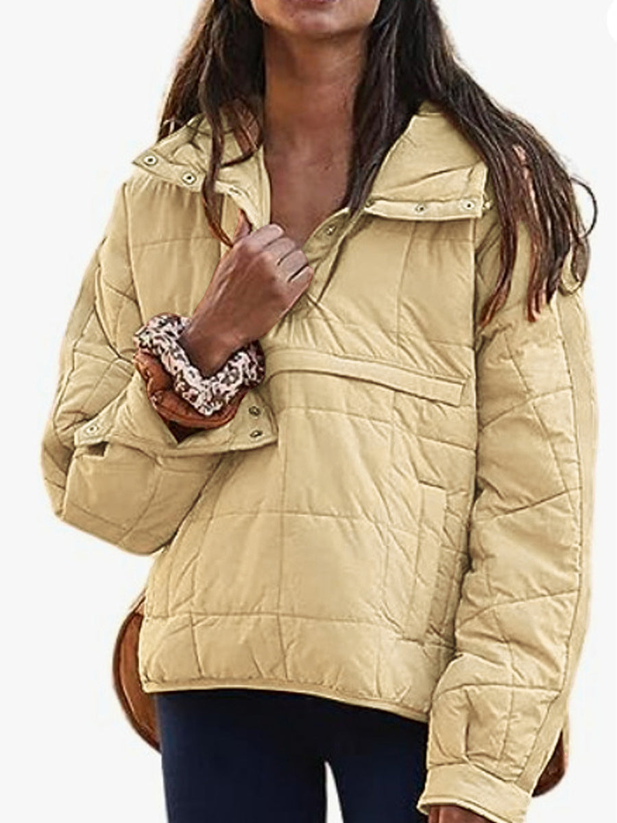 Quilted-Hood Pullover by Eleanor Vale