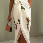 Ivory-Leaf Wrap Dress by Eleanor Vale