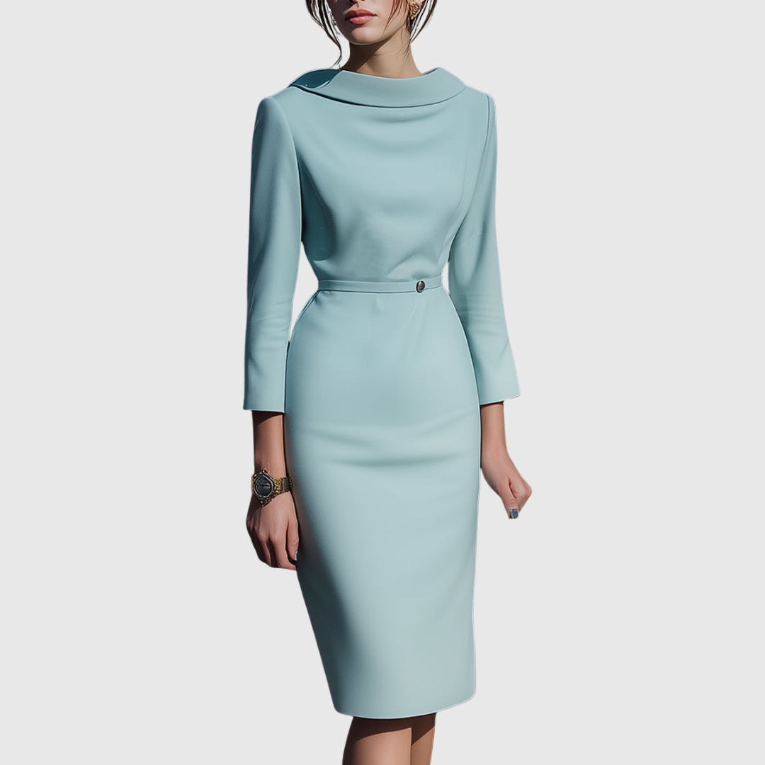 Roll-Collar Midi Dress by Eleanor Vale