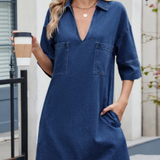 Loose-fit denim shirt dress