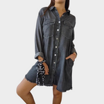 Long sleeve denim shirt dress