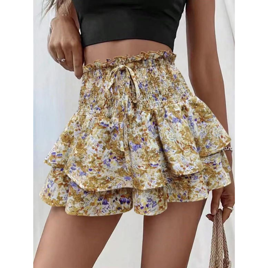Shirred-Ruffle Skort by Eleanor Vale