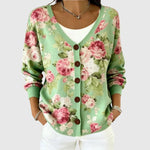 Olimpia Classic Button-Knit Cardigan in Multicolour floral knit