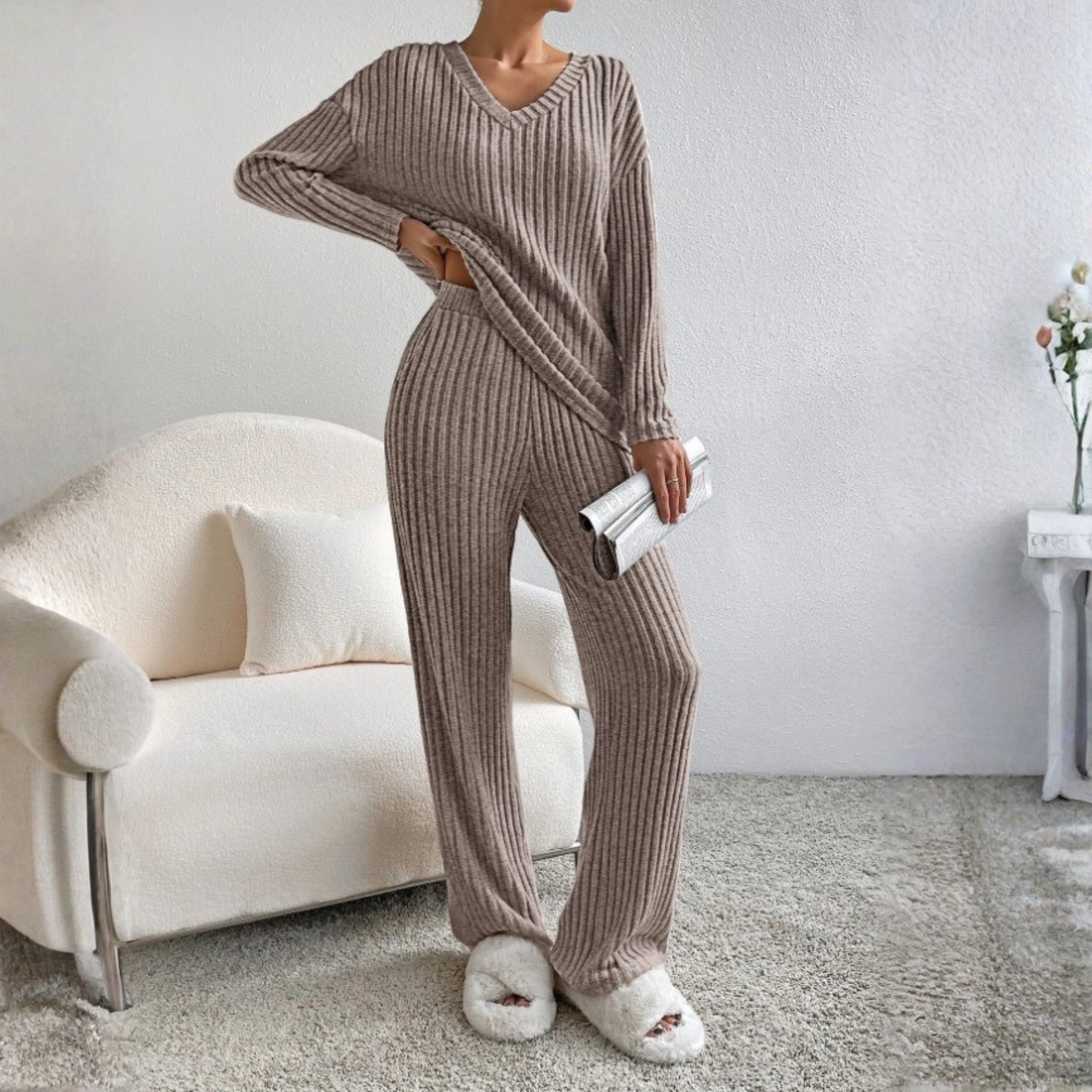 Slouchy V-Neck Co-Ord Set by Eleanor Vale
