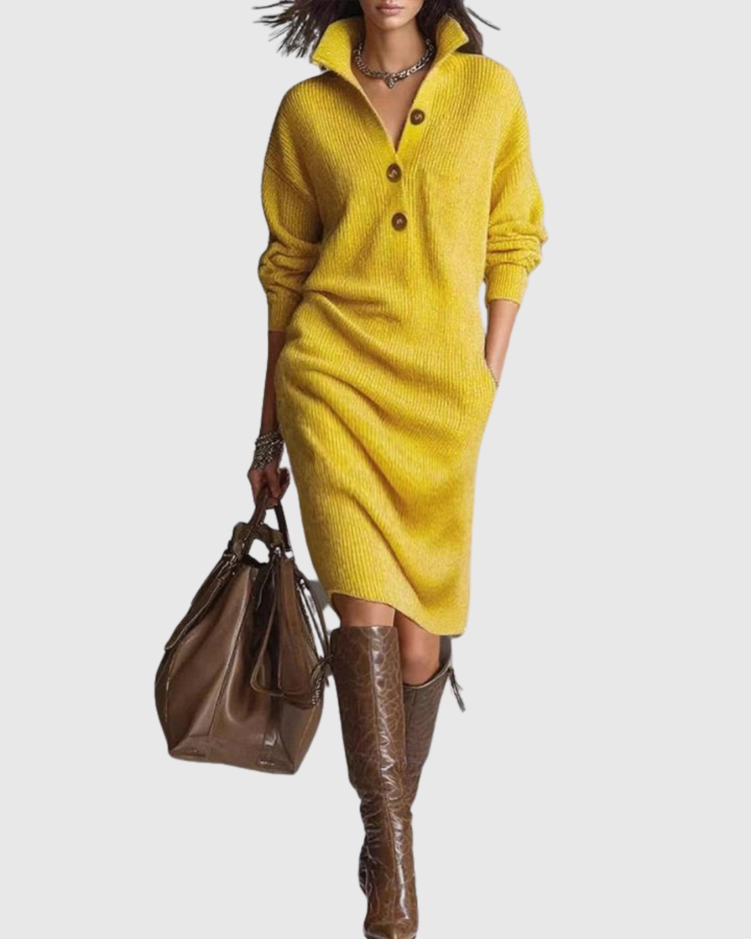 Ribbed-Wool Midi Dress by Eleanor Vale