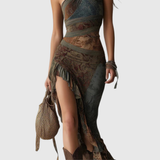 Ruffled-Split Maxi Dress by Eleanor Vale
