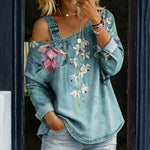 Off-shoulder denim top