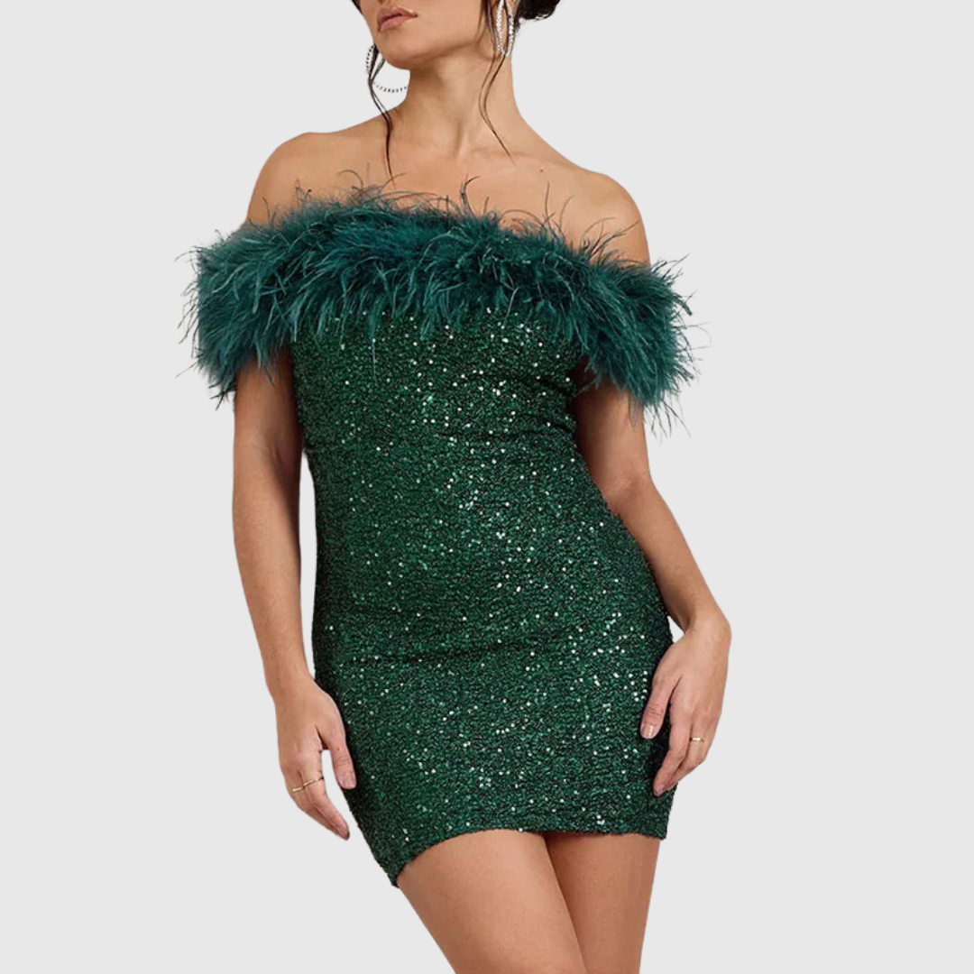 Feather-Trim Dress by Eleanor Vale