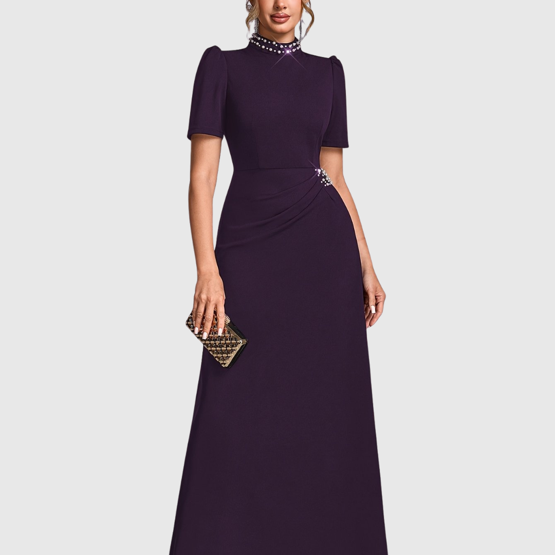 Woman wearing an elegant bridesmaid and evening gown