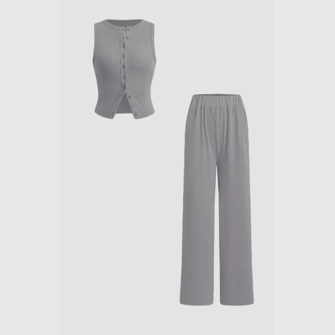 Ribbed-Button Co-Ord Set by Eleanor Vale