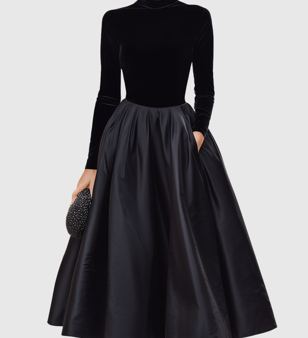 Velvet-Bodice Midi Dress by Eleanor Vale