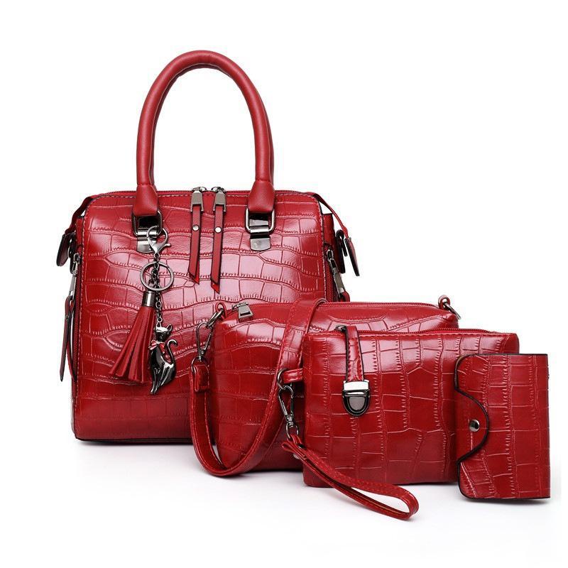 Croc-Effect Four-Piece Bag by Eleanor Vale