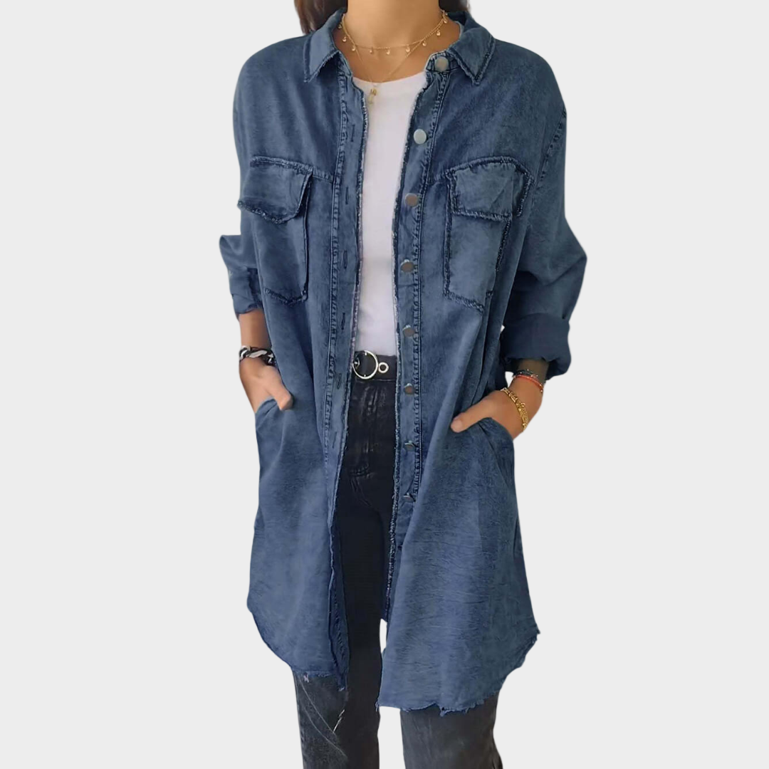 Long sleeve denim shirt dress