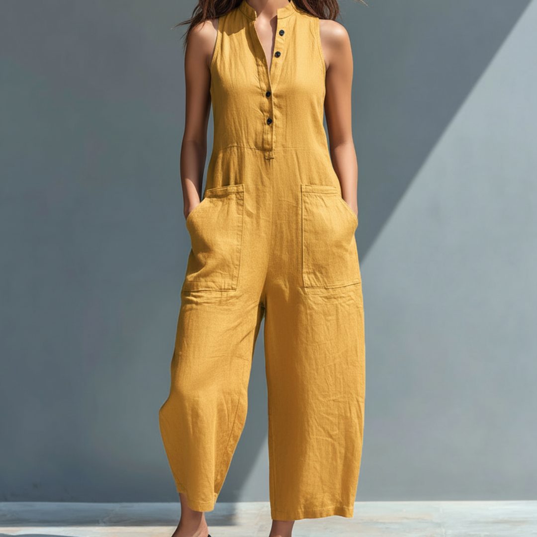 Mandarin-Collar Jumpsuit by Eleanor Vale