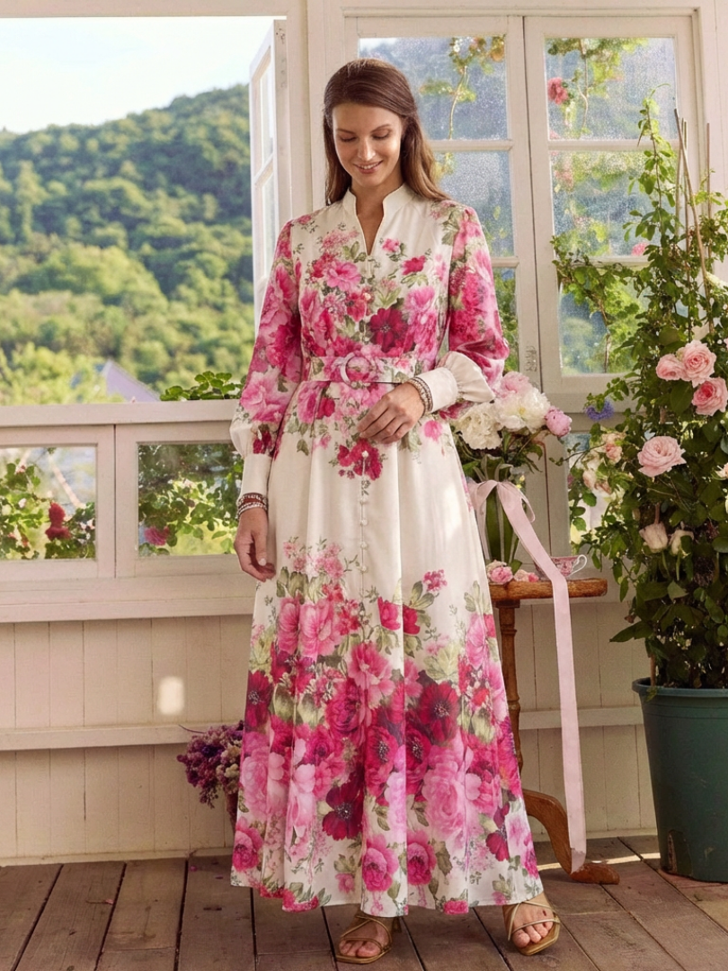 Peony-Border Maxi Dress by Eleanor Vale