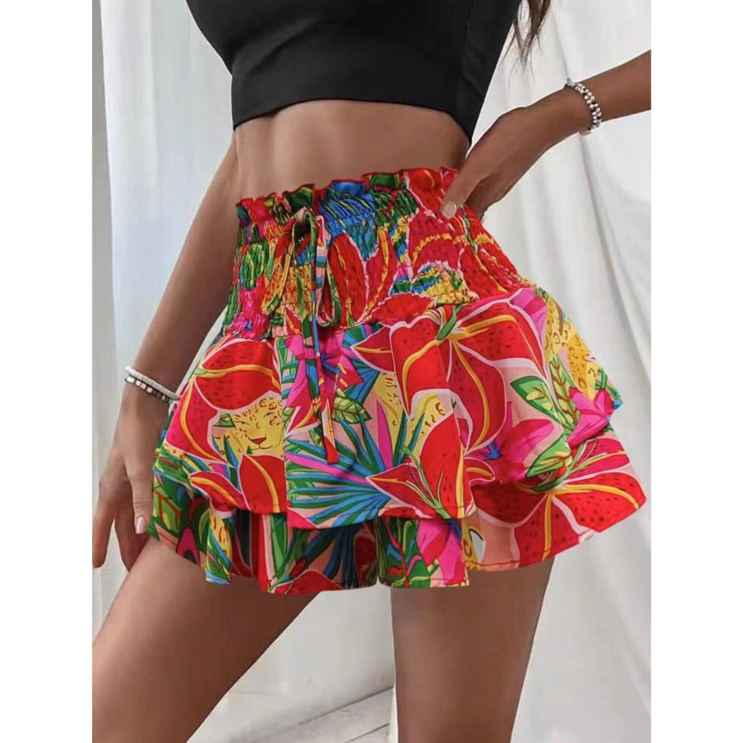 Shirred-Ruffle Skort by Eleanor Vale