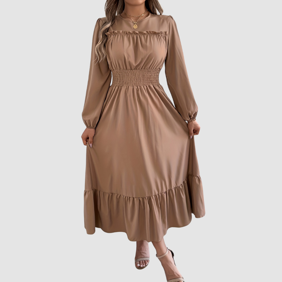 Smocked-Waist Midi Dress by Eleanor Vale