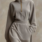Woman wearing a high-neck maxi dress
