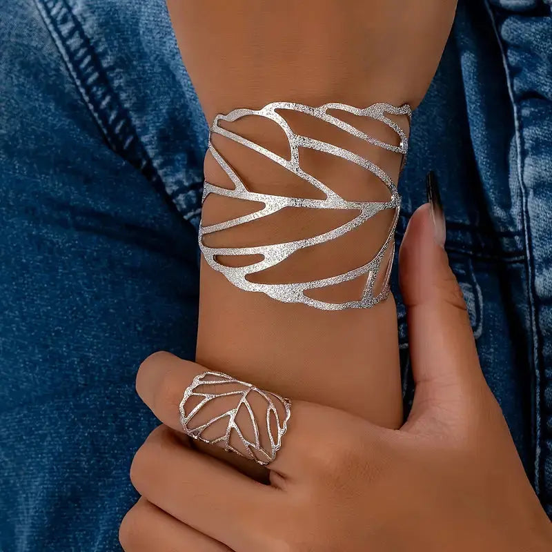 Leaf-Vein Cuff Bracelet by Eleanor Vale