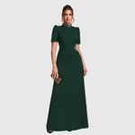 Woman wearing an elegant bridesmaid and evening gown